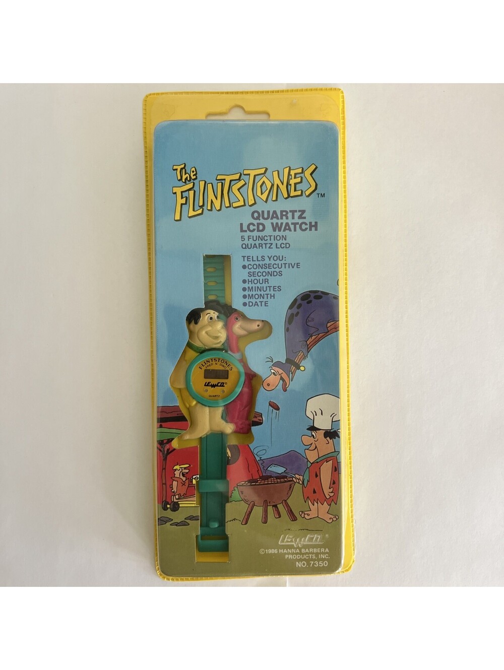 VTG. 1986 hanna Barbera The Flintstones Quartz LCD WATCH NIP